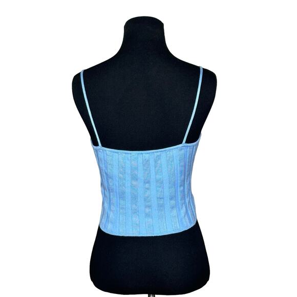 Fashion Nova blue ribbed knit crop fitted tank top Size small - Picture 2 of 8